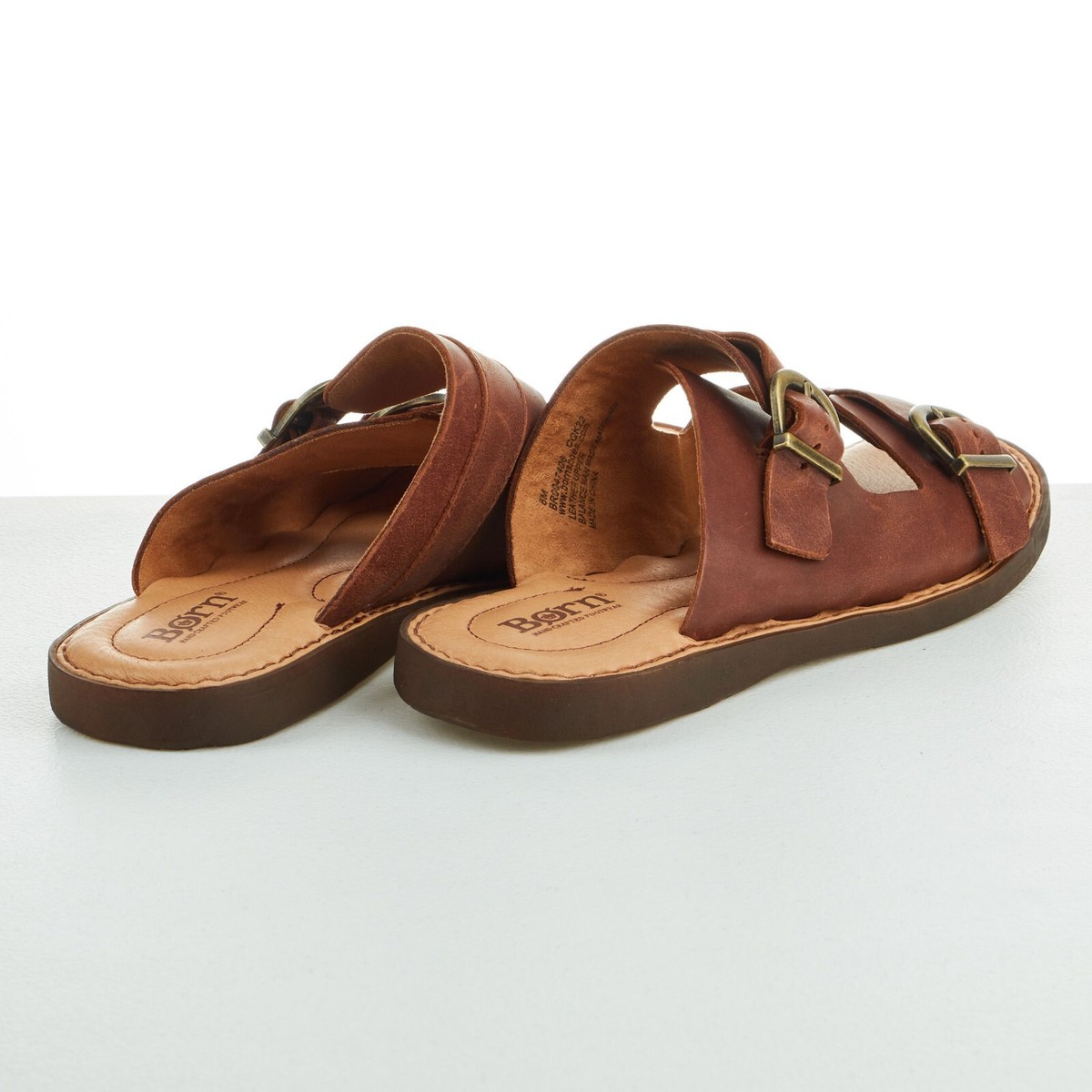 Born Mens Size 8M Brown Leather Slip On Open Toe Sandals BR0047406