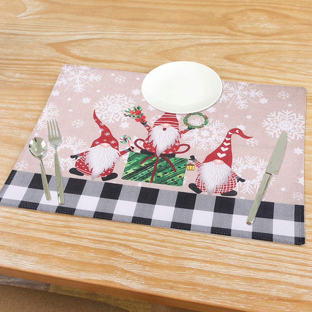 Table Insulation Placemats Christma Faceless Elderly Table Mat (White