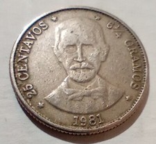 25 Centavos 1981 Dominican Republic Coin Juan Pablo Duarte Dios Patria Libertad