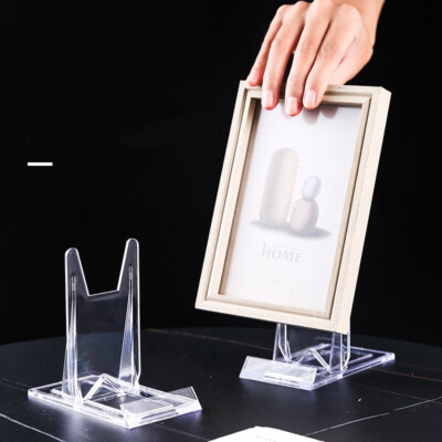 Acrylic Display Easels Adjustable Plastic Plate Holder Stand Picture Frames Ra 。