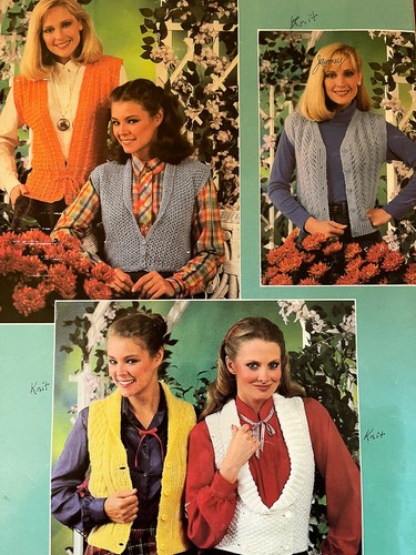 Leisure Arts: Westen in Modegarnen zum Stricken & Häkeln Faltblatt #196 1981 - Bild 2 von 2