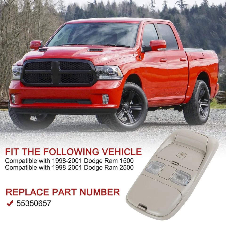 For 1998-2001 Dodge Ram 1500 2500 Overhead Console Dome Light Storage 55350657 - Image 2 of 4