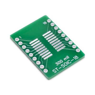 SOIC-18 / SOP18 SMD to DIP Adapter, PCB Breadboard Adapter ST-SOIC-18,  5 Pieces