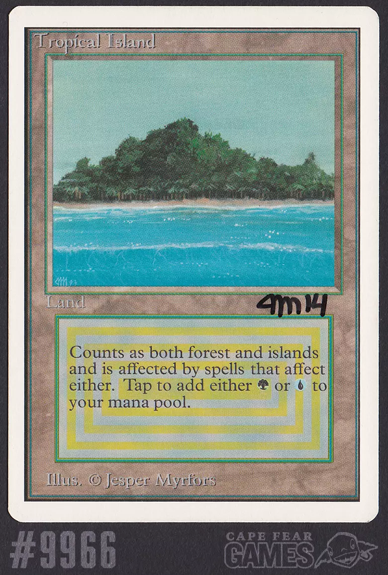 MTG Tropical Island (Signed) #9966, Moderate Play, English Unlimited