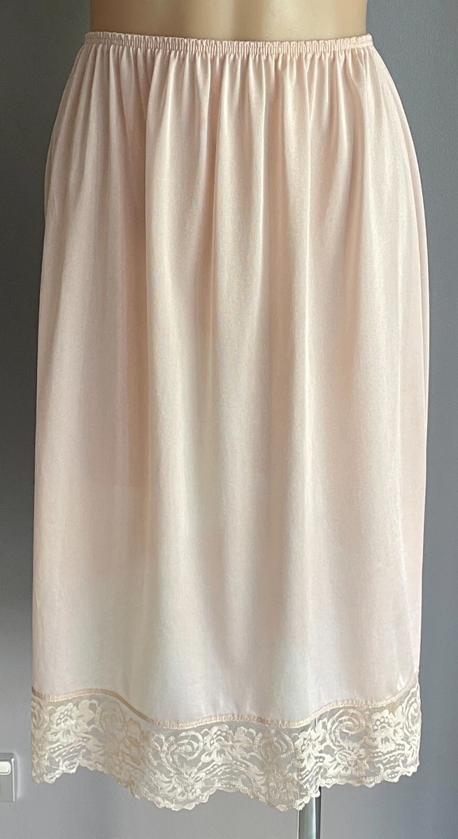 Blush Half Slip Petticoat Elasticised Waist Lace Trim Hem Size 12