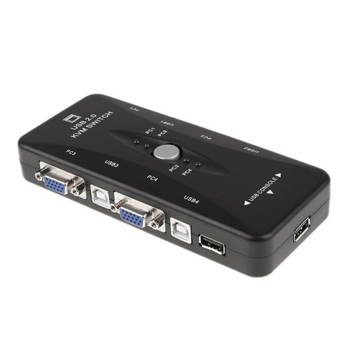 USB 2.0 KVM Switch 4 Port With 4 Set Cable For Mouse Keyboard Monitor Sharing - Picture 2 of 10