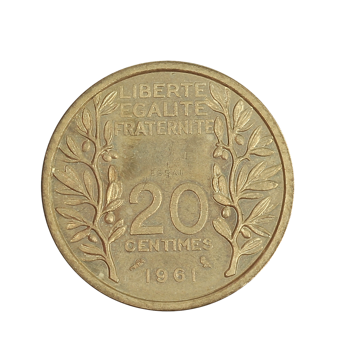 France 20 Centimes 1961 – Essai Concours Lagriffoul – Bronze-aluminium – GEM.55.10
