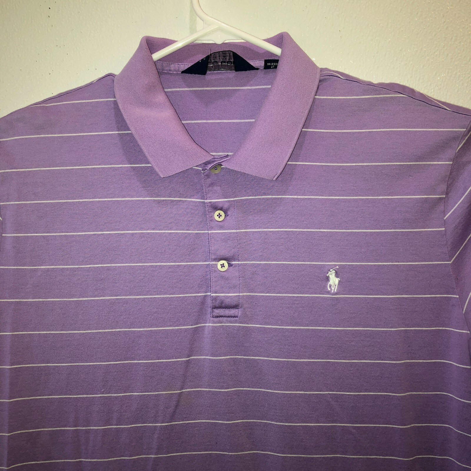 Ralph Lauren Polo Golf Camicia Uomo Grande Viola Righe Performance Pony Elasticizzata