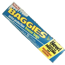 Vtg 1983 Hefty Baggies Microwave Freezer 15 Bags Gallon Size Blue Box Prop Decor