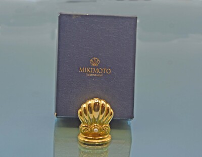 MIKIMOTO 金色貝殻装飾オーバルプレート MIKIMOTO Baby Pearl Gold Picture Paper Memo Card Place Holder