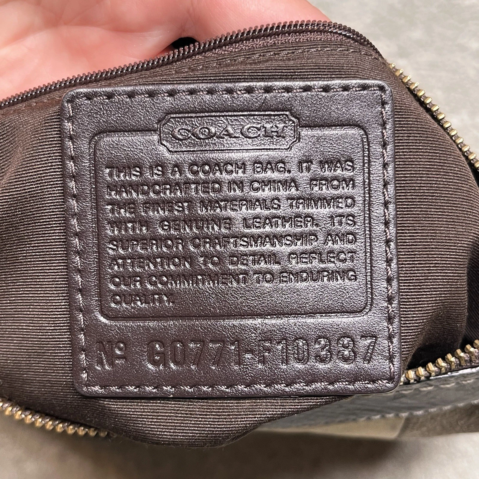 Borsa Coach vintage firmata patchwork pelle oro marrone scamosciata tracolla