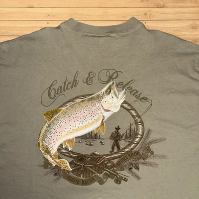 vintage fly fishing eddie bauer t shirt trout cropped - Image 1 of 4