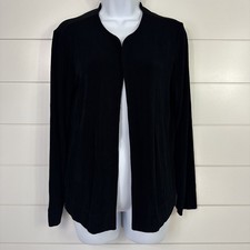 Chico's Travelers Ribbed Long Sleeve Open Front Cardigan Black sz 1 / Medium