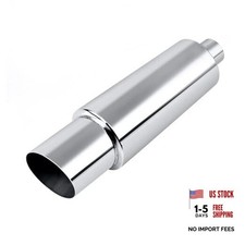 2" Exhaust Muffler, 2" Inlet OD 3" Outlet 2" Inlet 3" Outlet Silver