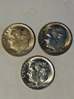 Lot Of 3 Silver 1964 Dimes Roosevelt 90% - 2P, 1D - Receive these coins