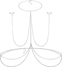 Nipple Rings with Body Chain Waist Chest Chain 14G Nipple Piercing Barbell Nippl