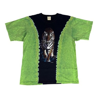 Vintage Habitat Tie Dye Tiger T Shirt Size XL Green Black Nature Zoo 90s Animal