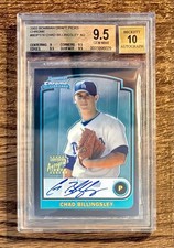 2003 Bowman Draft Pick Chrome Chad Billingsley Auto RC BGS 9.5/10 Gem Mint 💎