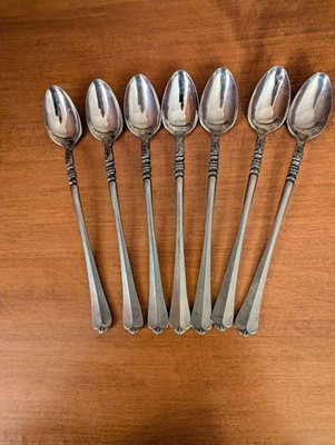 7-VINTAGE ORLEANS STAINLESS CHERI ICE TEA SPOONS JAPAN 7-1/4''