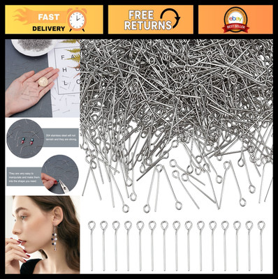 2000 Pcs Stainless Steel Eye Pins 1.57'' Open Loop Jewelry Findings for DIY Craft