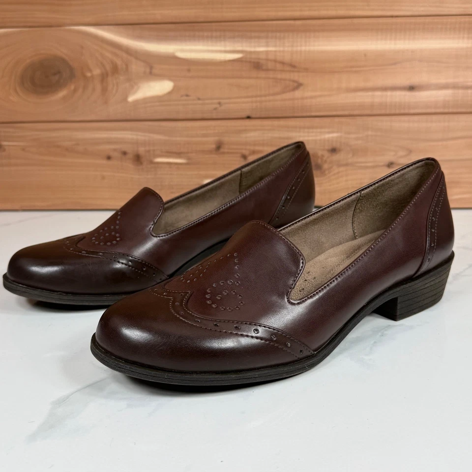 Natural Soul by Naturalizer Brown Leather Loafer Block Dress Shoes Womens 7 M - Image 2 of 4