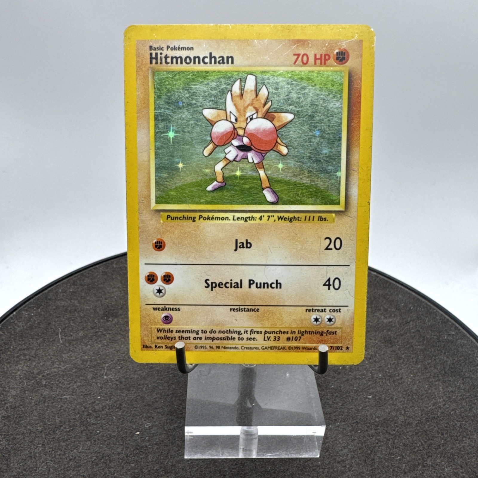 Pokémon Hitmonchan Holo Rare Base Set 7/102 Wizards of the Coast 1999 English