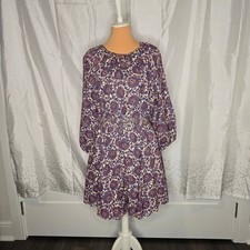 J. Crew Purple Floral Long Sleeve Dress, Sz M