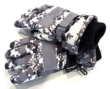3M Thinsulate Waterproof Youth S/M Gloves Black Gray White Camo 81149