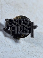 Vintage 1970s Jesus Movement Cursive Script Lapel Pin Christian Faith Badge