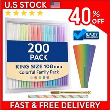 200 Pack Colorful Rolling Papers Pre Rolled Cones King Size - 108mm King Size