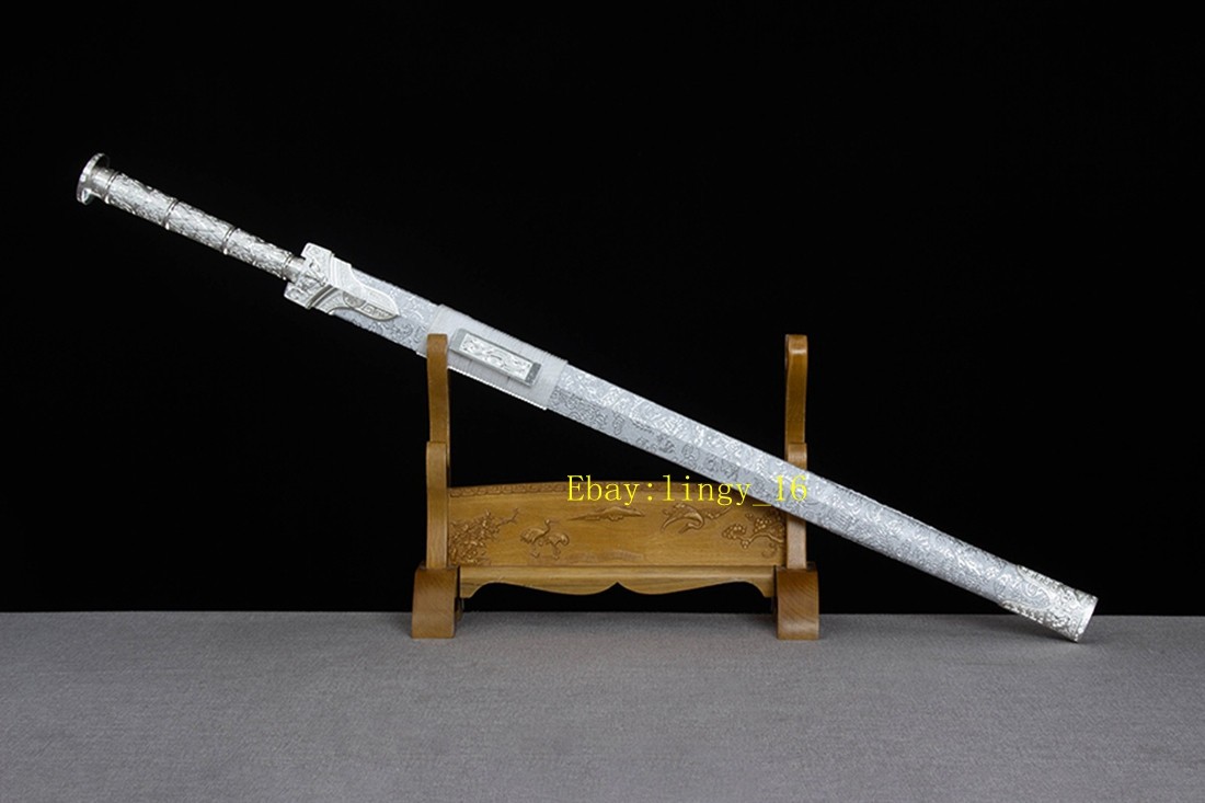 Silver Dragon Han Jian Hollow Blade Sharp High Carbon Steel Chinese KUNGFU Sword