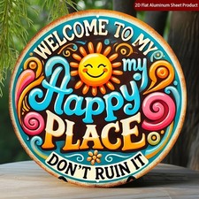 Welcome Aluminum Sign Welcome Vibes Round 8 Inch Funny Metal Art Decor