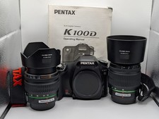 Pentax K100D DSLR Camera Kit 18-55mm  50-200mm Lenses Hoods Filters Tested