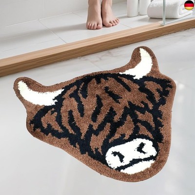 Niedliche Highland Cow Badematte, Schottische Langhorn-Rinder Kuscheliges
