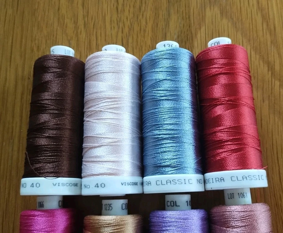 8 Spools Madeira Rayon Embroidery Thread -Classic #40 Cones 1000m Multicolor #C - Image 2 of 3