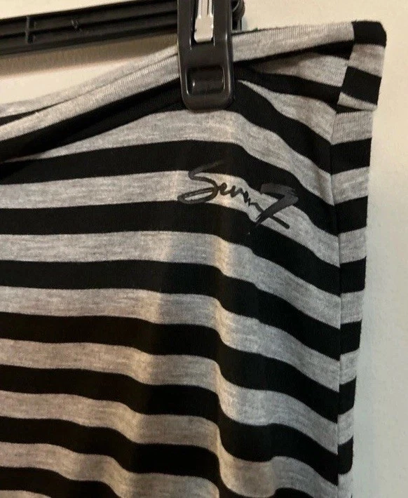 Falda larga a rayas negra y gris Seven 7 para mujer con cordón abertura lateral talla MEDIANA Foto 4 de 4