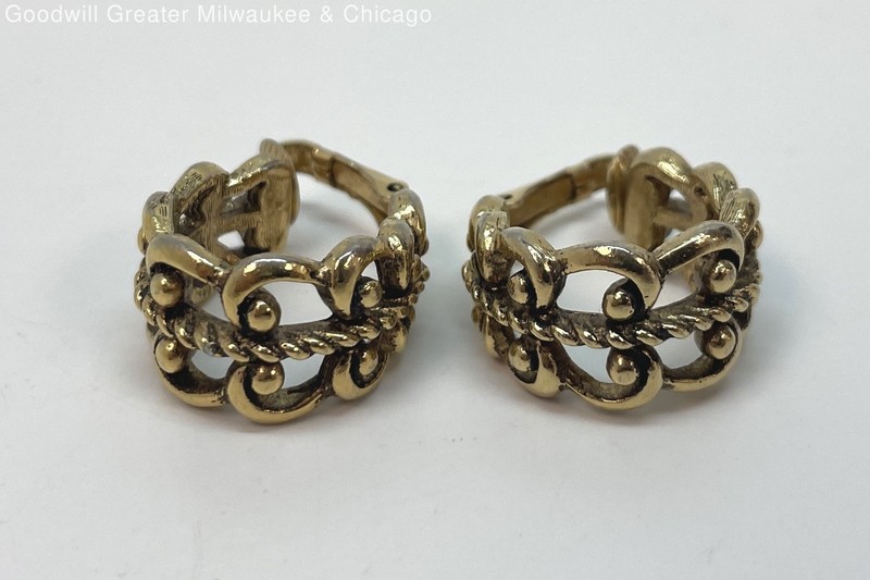 Vintage Avon Filigree Gold Tone Hoop Earrings 12.8g