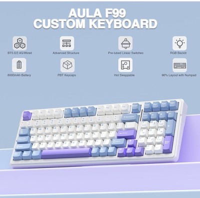 AULA F99 Wireless Mechanical Keyboard Tri-mode Custom Keyboard Rgb Backlit