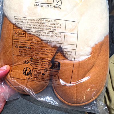 Women s Slip-On Slippers Faux Suede w/ Faux Fur Lining Brown/White Sz 10