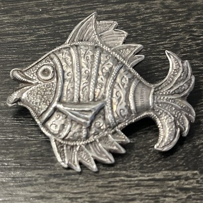 VTG Sterling Silver - Angelfish Fish Animal Brooch Pin - SIAM 925 - 17.5g