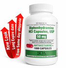DIPHENHYDRAMINE 50MG 1000ct capsules, SDA LABS, Allergy Relief EXP 01/2029