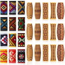27 Pcs Wooden Fabric Dreadlock Beads Tube Beads for Hair Braids Jewelry for Hair