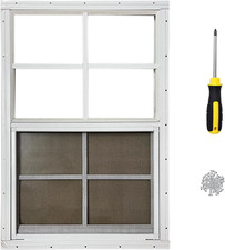 18"x23" White Shed Window for Chicken Coops, Playhouses, and Mobile Homes