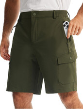 Men'S Hiking Cargo Shorts with Zipper Pockets 9" Lightweight Quick Dry Casual Sh