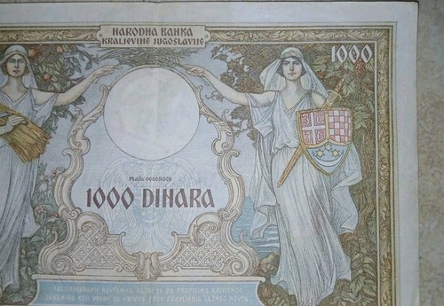 Yugoslavia 1000 Dinara Banknote 1931 WW2 Era Currency Queen Marija Karađorđević - Picture 3 of 6