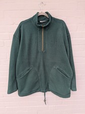 Vintage Reebok Pullover Fleece Gr. M Oversized Fit Bestickt Grün Halfzip Pulli