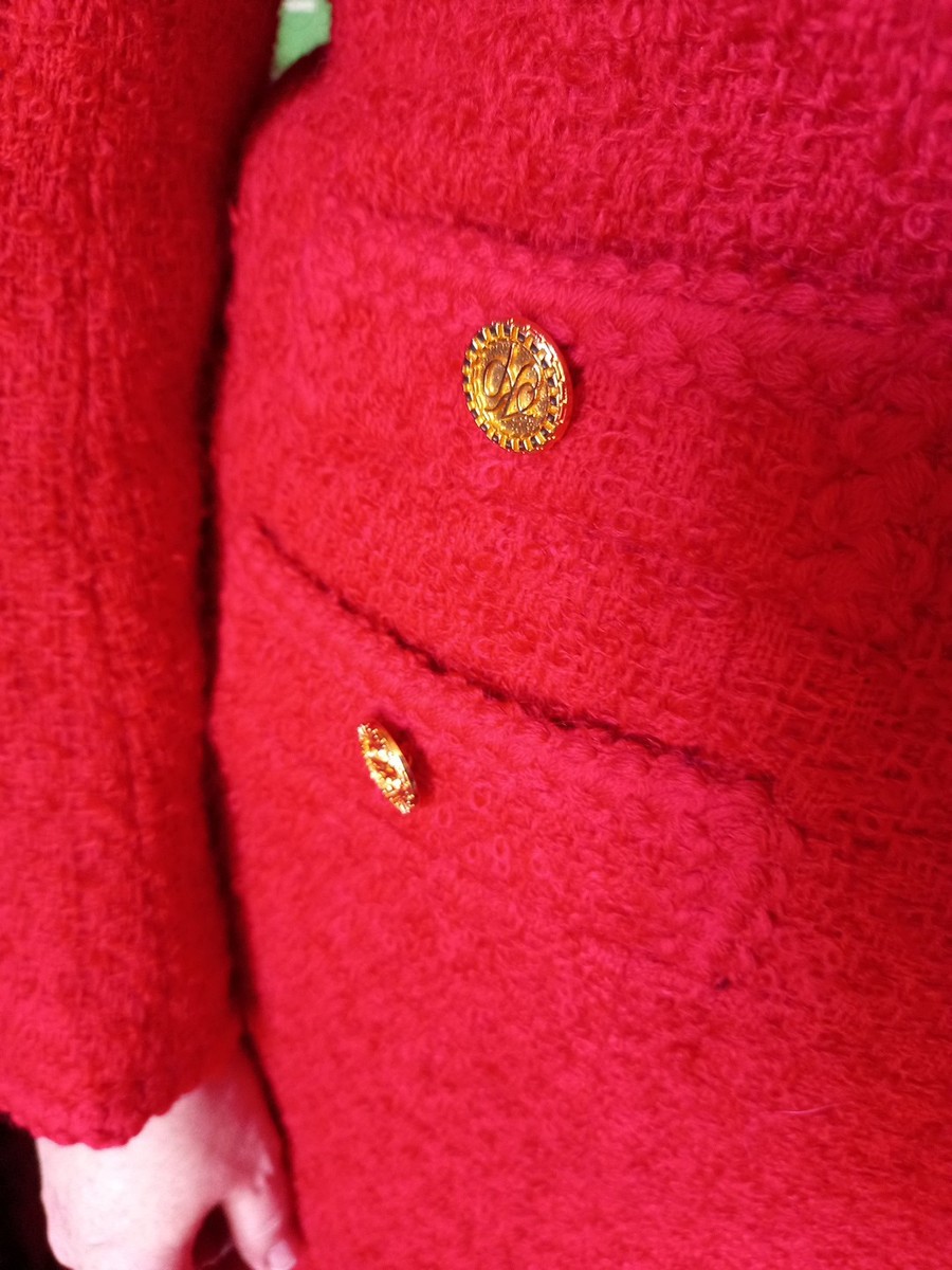 Manteau Vintage Femme En Laine Rouge - Marque Regine (Nantes/La Baule) - Taille 38-40 - Occasion TB