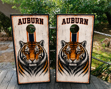 Orange Navy Tiger Cornhole Board Wraps Laminated 3M Vinyl Fadeproof