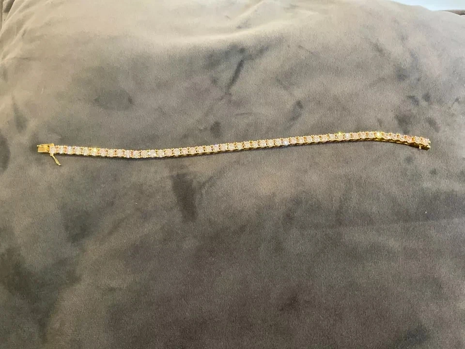 17.6 Carat Lab Created Diamond Tennis Bracelet 14ct Gold Plated 925 7.5” Inch - Image 2 of 4