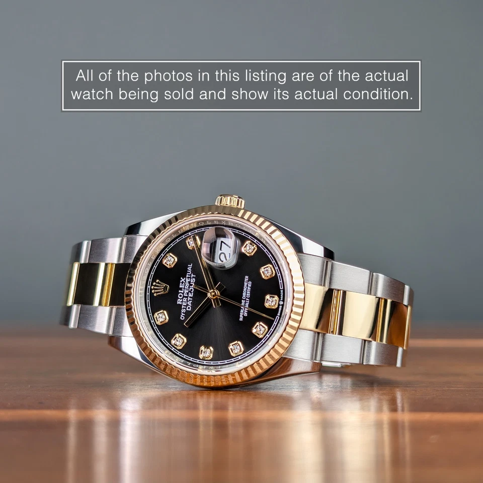 Juego completo esfera diamante negro Rolex Datejust 36 126233 Foto 2 de 4